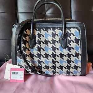 Kate Spade Black and Blue Houndstooth Satchel